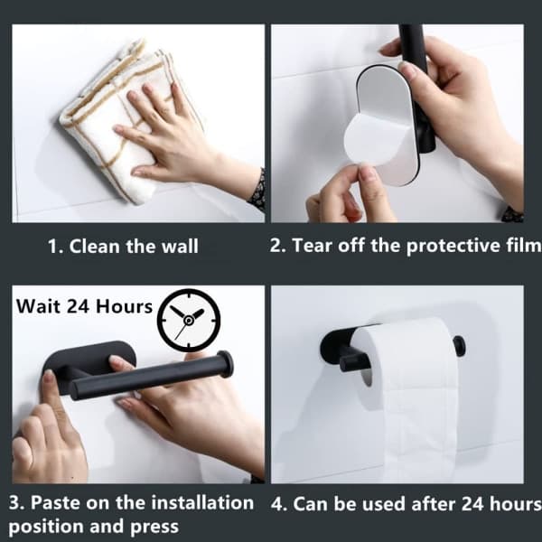 Toiletpapirholder uden boring, toiletpapirholder sort