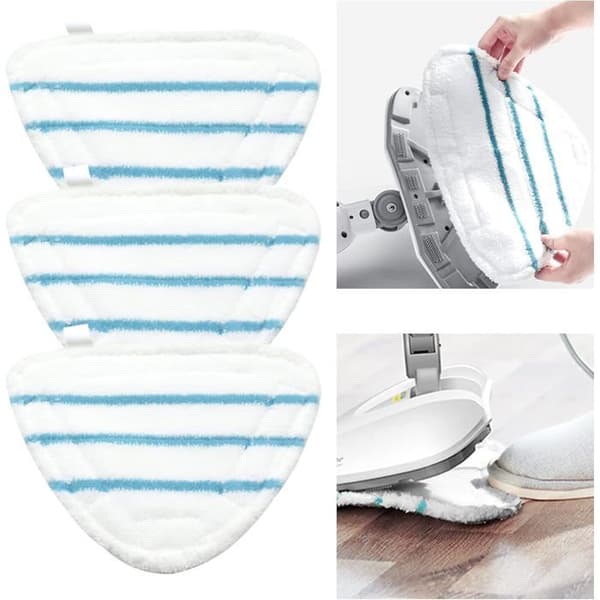 Mikrofiber dampmoppebetræk, universelle trekantede vaskbare klude, hvid (pakke med 3)