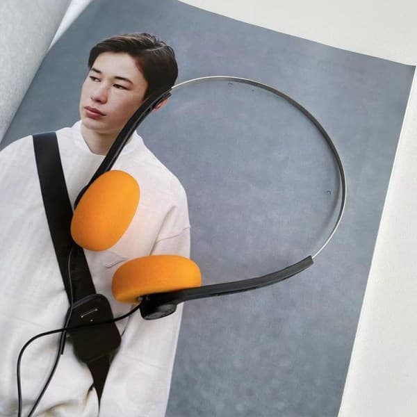 Retro nostalgisk headset MP3 Walkman-hodetelefoner oransje one-size