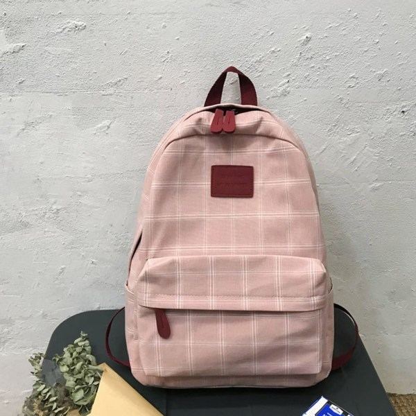 Rygsæk til kvinder, Throwback Plaid, Pink, 30*14*45 cm