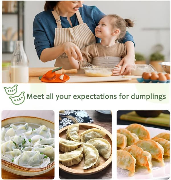 Dumpling Maker, 2 i 1 Dejpresse Sæt, Multifunktionel Manuel Dejmagerforme, Bage Kage Køkken Gadget (Orange)