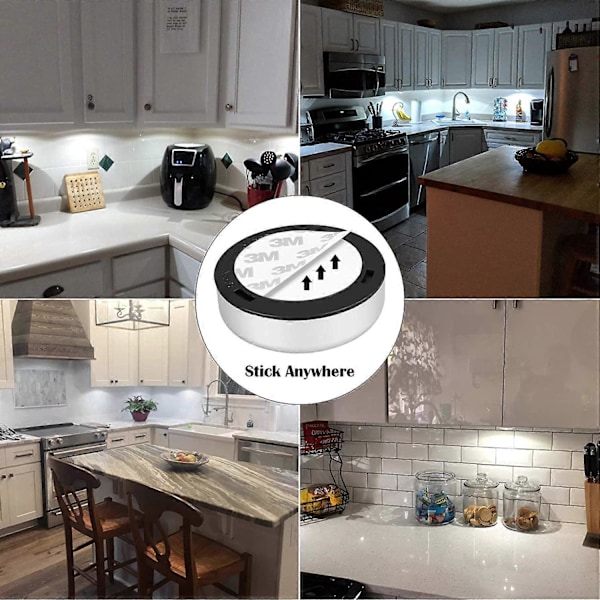 Nattlys LED Lampe 6 stk Selvklebende LED Spot Lampe Ekstra Belysning for Skap Trappe