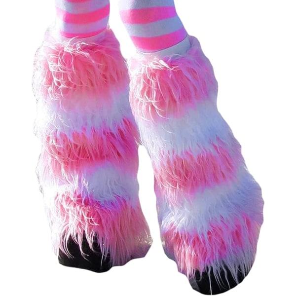 Damestrikkede/pelsbenvarmere Furry Fuzzy Benvarmere Vinterstøvlemanchetter Cover Boot Toppers Støvler med høje hæle Varme strømper
