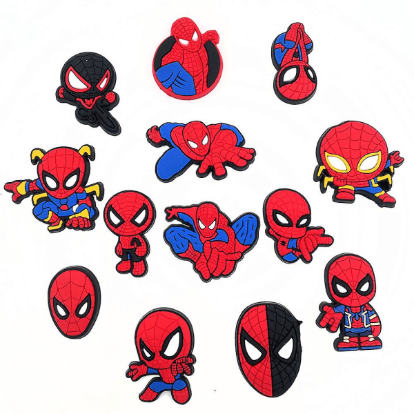 13 st Spiderman Superhjälte Skor Dekor Charms För Barn Vuxna Crocs Skor DIY Tillbehör