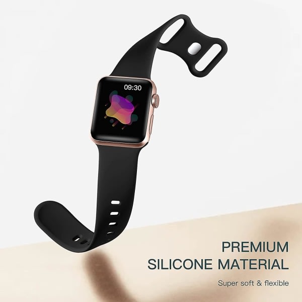 6-pakningsbånd som er kompatible med Apple Watch-bånd 40 mm 38 mm 44 mm Kvinner Menn Myk Silikon Vanntett Sportsband Erstatningsarmbånd for