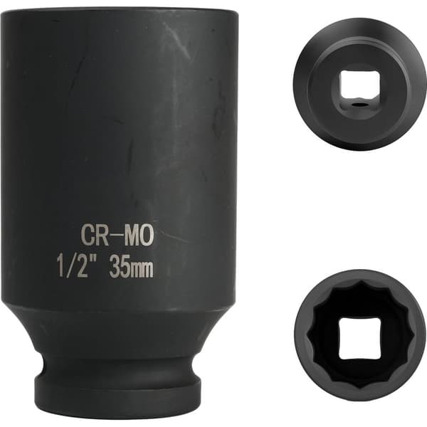 35 mm 1/2\" 12-punkts pipe, 1/2\" 35 mm slagpipe, Krom-molybdenstål (svart)