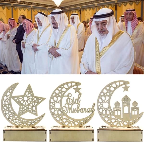3 stk Ramadan lanterne LED tre måne stjerne lys dekorasjon Ramadan Eid hjem dekor Ramadan dekorasjon
