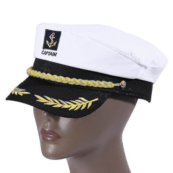 Voksen Yacht Båd Skib Sailor Kaptajn Kostume Hat Cap Navy Marine Admiral Broderet Kaptajnens Kasket (Hvid)