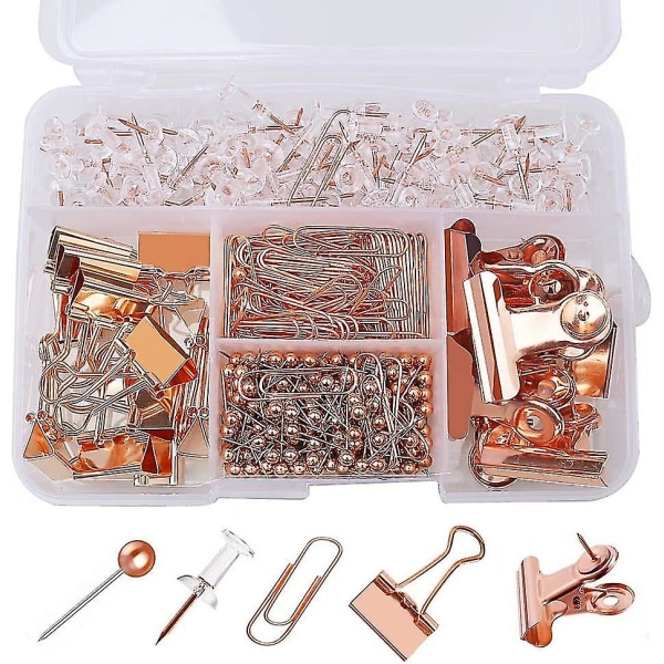 Push Pins Binder Clips Papirclips Kort Tacks Sæt, 5 Styles Kit