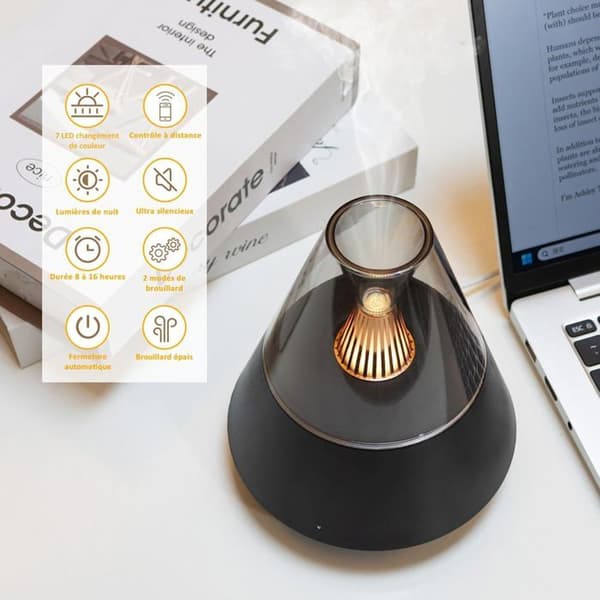 Elektrisk eterisk oljediffuser, ultralyd diffuser, med fjernkontroll, automatisk avslåing, 7 LED-lys, 150 ml.