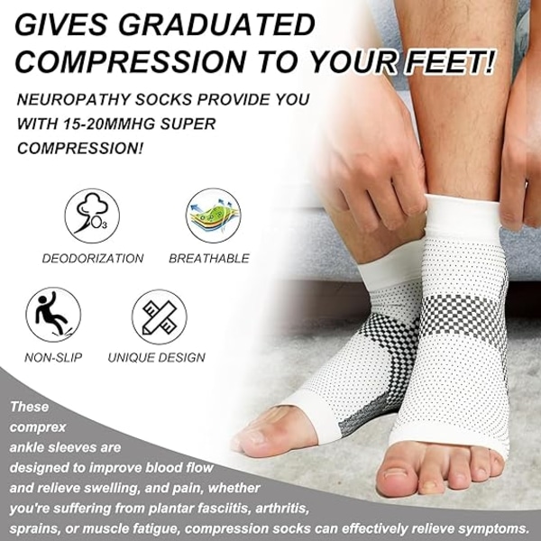 Opgraderede Neuropati-sokker til kvinder og mænd, Lindrende Sokker til Neuropati-smerte Kvinder, Plantar Fasciitis Relief Kompressionsstrømper til Arch Pain-L