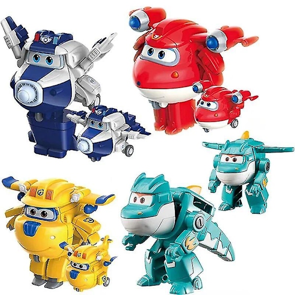 Super Wings Actionfigurer 2\" Mini Transformerande Deformationsflygplan Robot Jett Dizzy Dino Transformationsmodell Leksaker Barnpresenter Mira