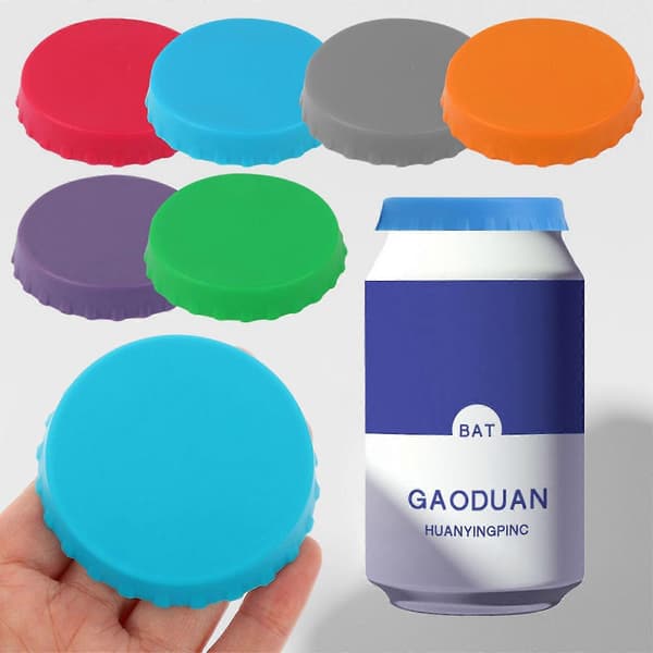 6-pack Spillfri Silikonlock för Sodaburkar, Juice, Drycker, Öl - Passar Standard Sodaburkar, Skydd - Yvan 6pcs