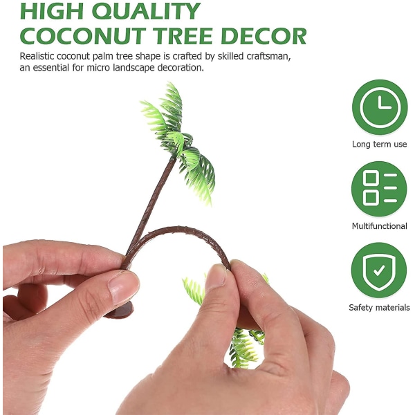 2024 Palm Tree Cake Decoration Liten Bonsai Strand Dekoration Uppblåsbar Artificiell 5 Delar Palm Tree Miniatyr Blomkruka Diy Dekoration