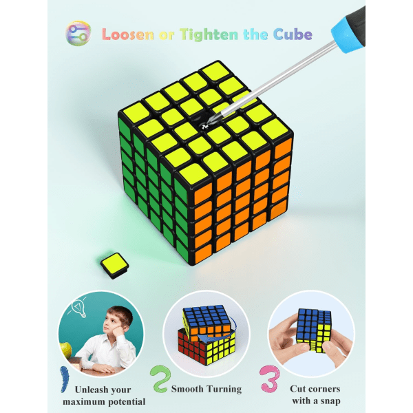 5x5 Speed ​​Cube, QiZheng 5x5x5 Original Puzzle Cube erittäin kestävä tarra eloisilla väreillä (5x5x5)