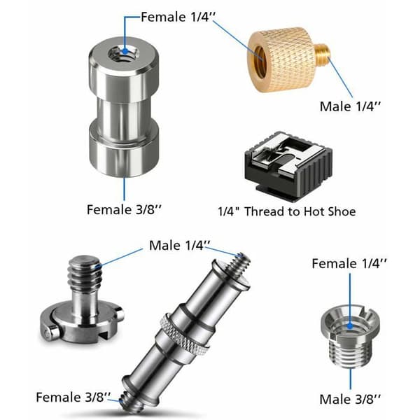 26 STK 1/4\" til 3/8\" kameraadapterkonverter til stativer, monopodder, kuglehoveder, blitzlys, DSLR-kameraer, understøtninger og lamper