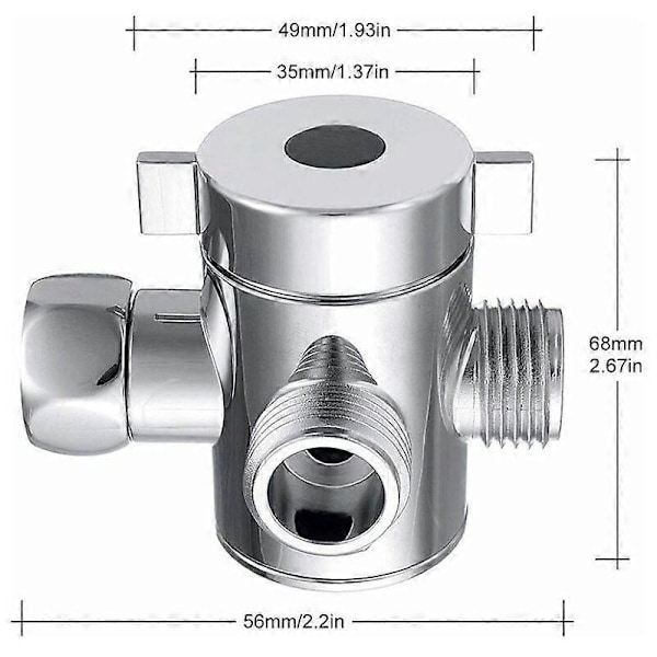 3-vejs Diverterventil Tommelbruserarm Diverter Bruseradapter Brusersystem Udskiftningsdel