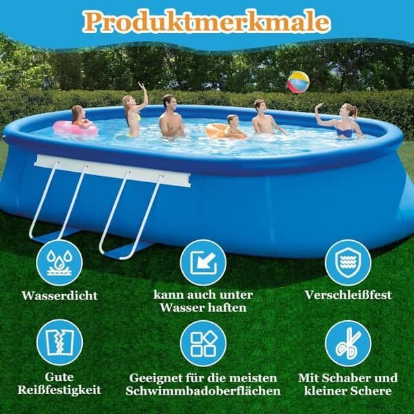 Reparationssæt til swimmingpool, 15x100cm undervands pool-lap + 6 stk. 10x10cm pool-lapper, PVC
