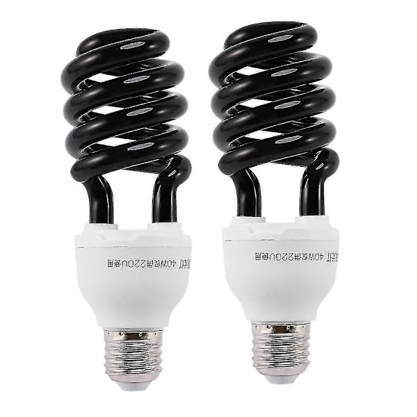 2x E27 40W UV Ultraviolett Fluorescerande Svartljus CFL Glödlampa 220V Form: Spiral Effekt Volt