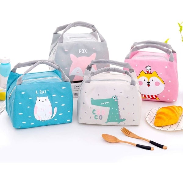 Cartoon Lunch Bag Isolerad Återanvändbar Picknickväska Matväska Ispaket för Barn Pojkar Flickor Män Kvinnor pink