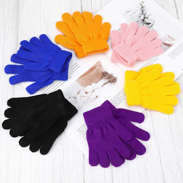6 stk magiske stretchhansker, unisex strikkede full fingerhansker vinterhansker for daglig bruk vinn