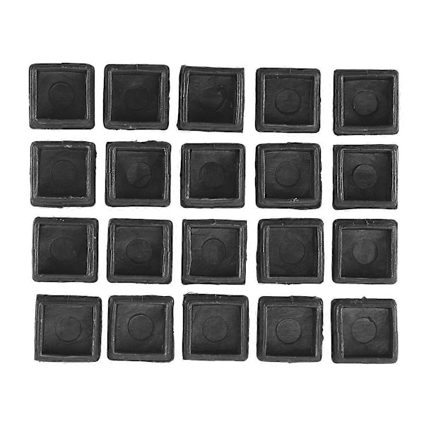 20 stk. Plastfirkantede Blanke Endestykker Rørindsatser 25mm x 25mm