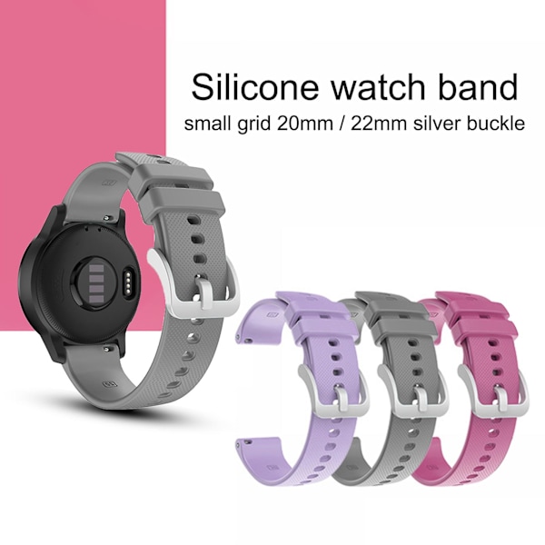 Urremme 20mm/22mm Ternet Blød Silikon Urrem Urrem Udskiftning til Garmin Venu SQ/Venu/Vivoactive 3 4/Forerunner 245 Rose Red 22 mm