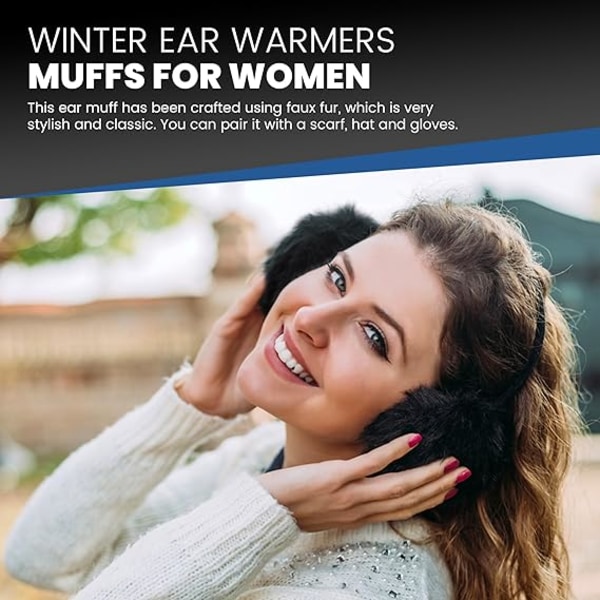 Svarta bärbara hörselkåpor för kallt väder | Thermal öronskydd eller öronskydd pannband för löpning och promenader utomhus