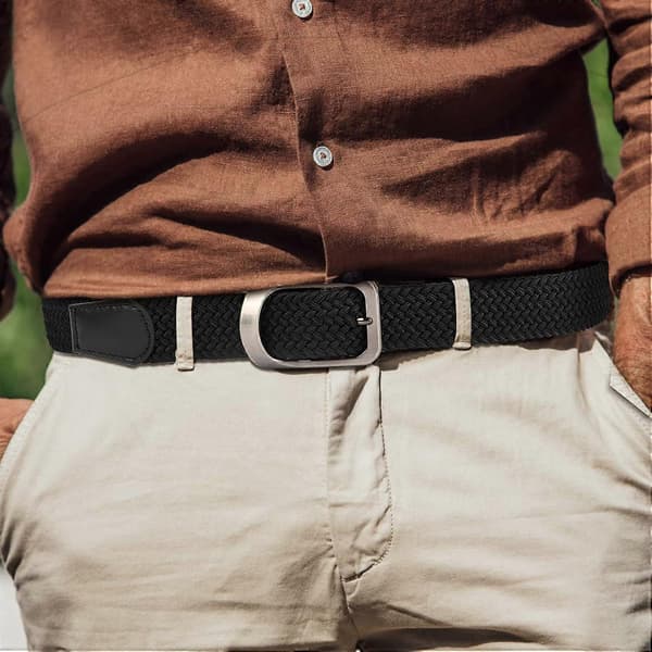 Herrebælte, elastisk elastisk herrebælte, vævet herrebælte, velegnet til herrejeans shorts bukser, afslappet bælte blue