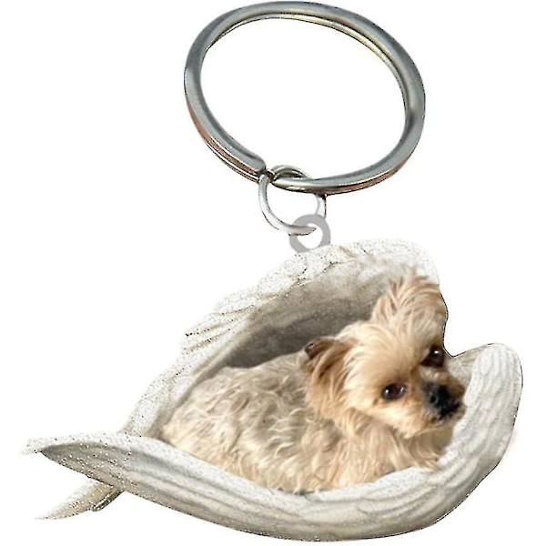 2 st Angel Sovande Hund Akryl Nyckelringar Hängsmycken Heminredning Prydnader Kontorsmaterial Presenter A Yorkshire Terrier 2