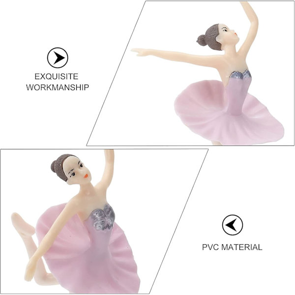 Dansende Ballerina Jentefigur, Kake Topper Statue Ballerina Figurer Ornamenter Bursdagsfestgaver For Dansergaver Hjemmedekor, Rosa (3stk)