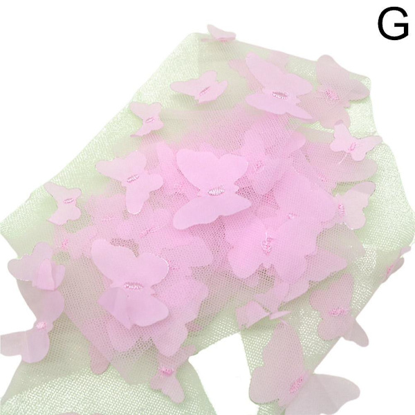 3D Fjärils Spets Tyg Gradient Rosa Blå Tulle Tyg Regnbåge Mesh Tyg Pink