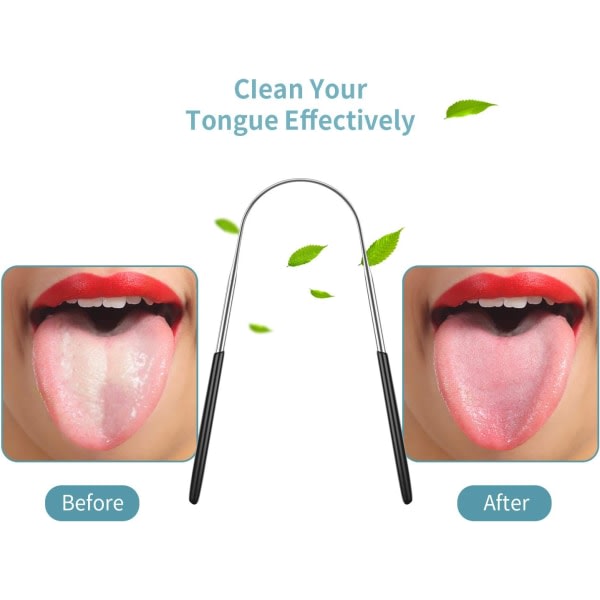 Sett med 4 tungeskrapere, reduserer dårlig ånde tungeskraper for voksne barn Rustfritt stål metall tungeskraper rengjøring børste munn