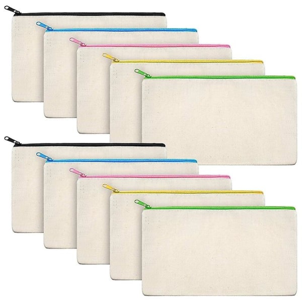 10 st canvas sminkväskor canvas dragkedja påse väskor pennfodral diy hantverk väskor för resor diy hantverk s
