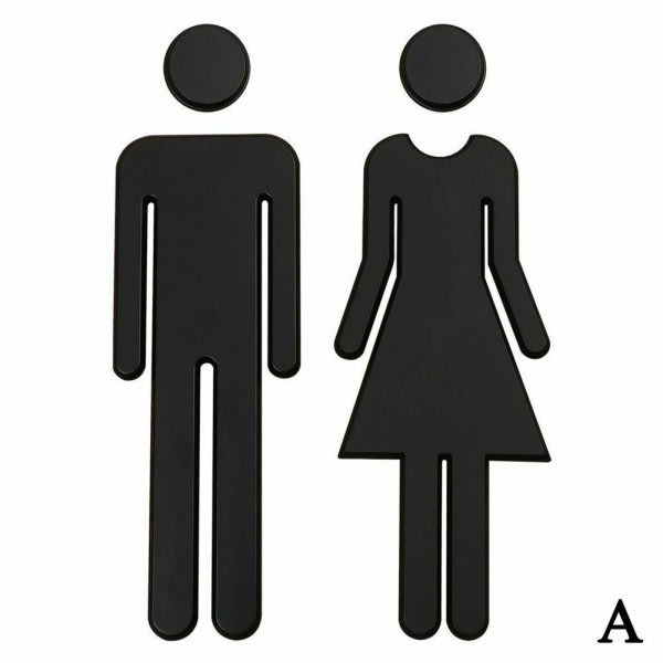 Toalett WC-skylt för badrum, 3D-toalett, kvinna och man, WC-dekal, dörr, guld, one size