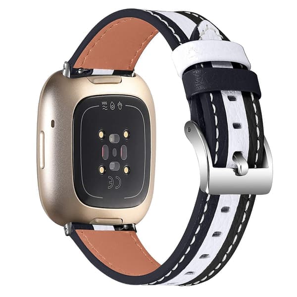 Til Fitbit Versa 4/Sense 2 Ægte okselæder urrem Farvematchende urrem med spænde Flerfarvet Fitbit Versa 4 Style B