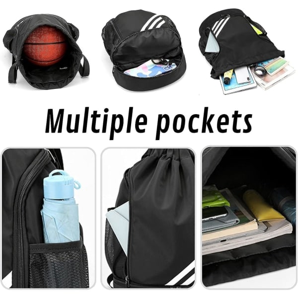 Sports Snorrebånd Rygsæk Stor Gymnastiktaske med Skorum til Vandtæt Nylon til Fitness Shopping Y04  DarkBlue