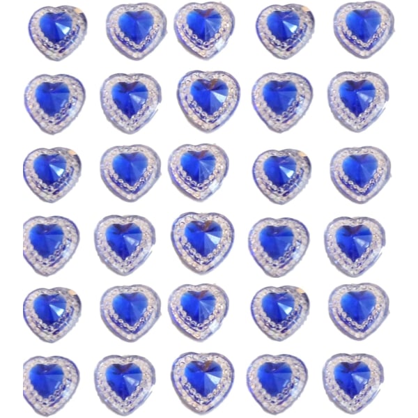40 x itsekiinnittyvä sydänhelmiä kirkas värillinen keskellä timantti strassikiviä akryylikiteitä kiinni jalokivikoristeita, käsitöitä, kutsuja, sininen