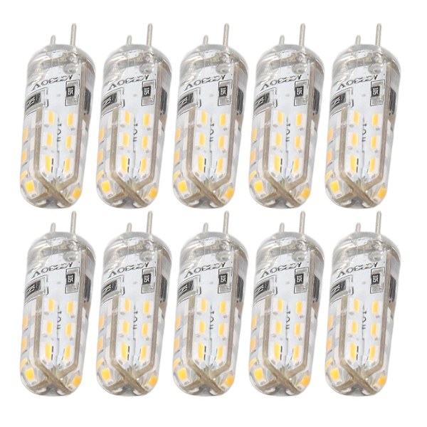 G4 LED-lampor 1,5W AC220V 110LM, 10 st Bi Pin-bas Silikon Varmvitt 3000K, Ersättningslampor för landskapsbelysning
