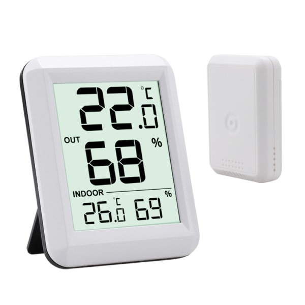 Inomhus/utomhus trådlös termometer och hygrometer Vit Vit