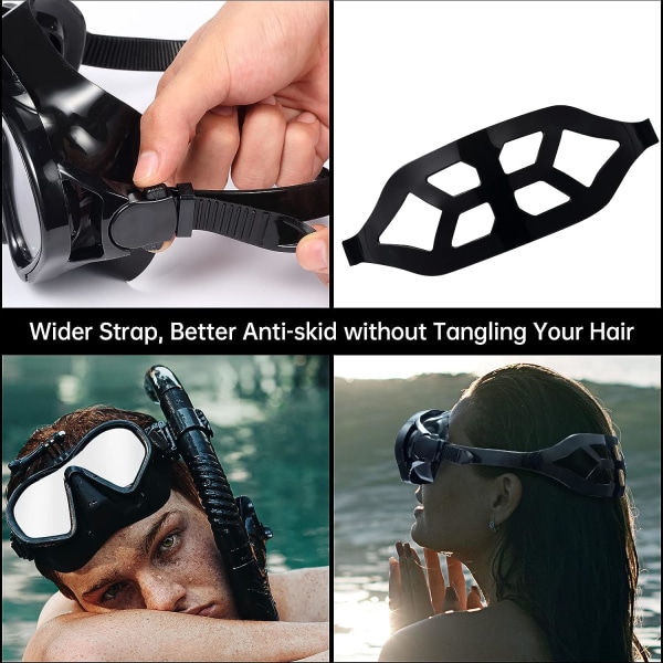 Dykkermaske, snorkelmaske for voksne, halvmaske for dykking, svømmebriller med støtsikker linse mot tåke, vanntett nesedeksel i silikon