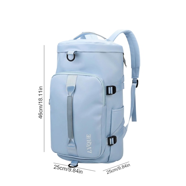 Gym Bag for Kvinner Sports Duffel Bag Reise Ryggsekk Weekend Overnight Bag med Sko-rom Light blue