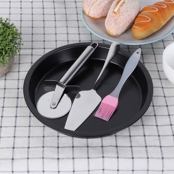 8 tommer køkken non-stick sort kulstofstål rund pizza pande bageplade form
