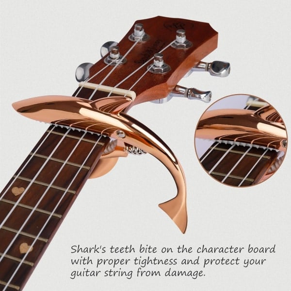 1 st Haj Capo Lätt Gitarr Capo Gitarr Tillbehör Snabbväxling Gitarr Capo med Förvaringsväska för Gitarrer, Ukulele, Banjo, Mandolin rose gold
