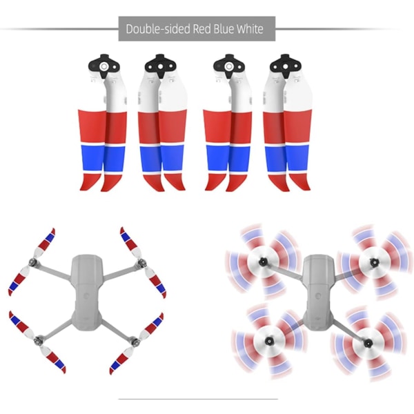 Air 2S Propell Low Noise Propell Sammenleggbar 7238F Propell for DJI Mavic Air 2/Air 2S Dronetilbehør (Rød Blå Hvit 4stk)