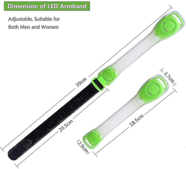 4 stk. LED-armbånd Refleks LED-armbånd til løb og jogging Green