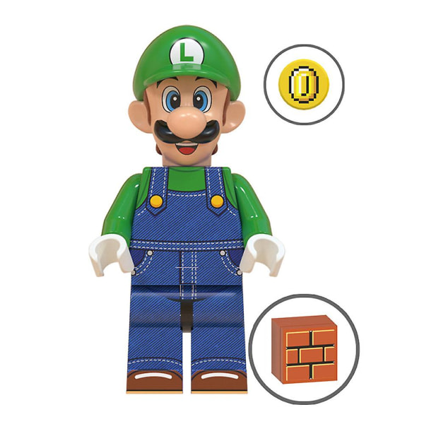 8-delers sett med Super Mario-minifigurer byggeklosser leketøysfigurer
