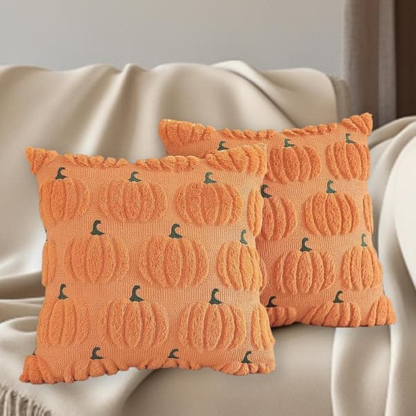 2 stk. Halloween pudebetræk, græskar uhyggelige spøgelsespuder, bløde 3D syede puder (orange, 45cm*45cm)