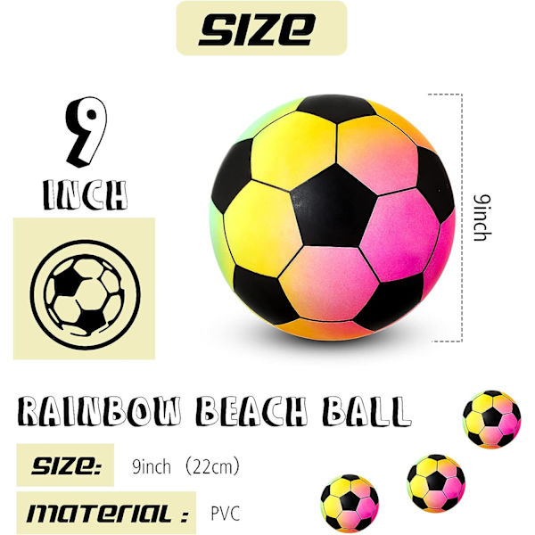 PVC Regnbue Fodbold Oppustelig Strandbold 9 Tommer Sommer Strand Fodbold Regnbue Pool Strand Fodbold til Spil Sportsbegivenhed Pool Strand (Klassisk Stil)