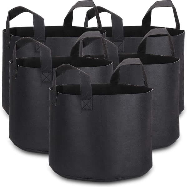 Gallon odlingsväskor med växtmärken, 5-pack kraftiga tygväxtkrukor